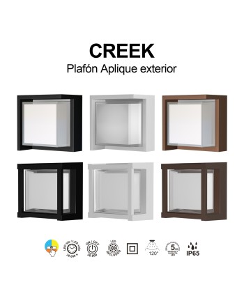 CREEK * APLIQUE EXTERIOR NEGRO LED IP65 - 15W - CCT